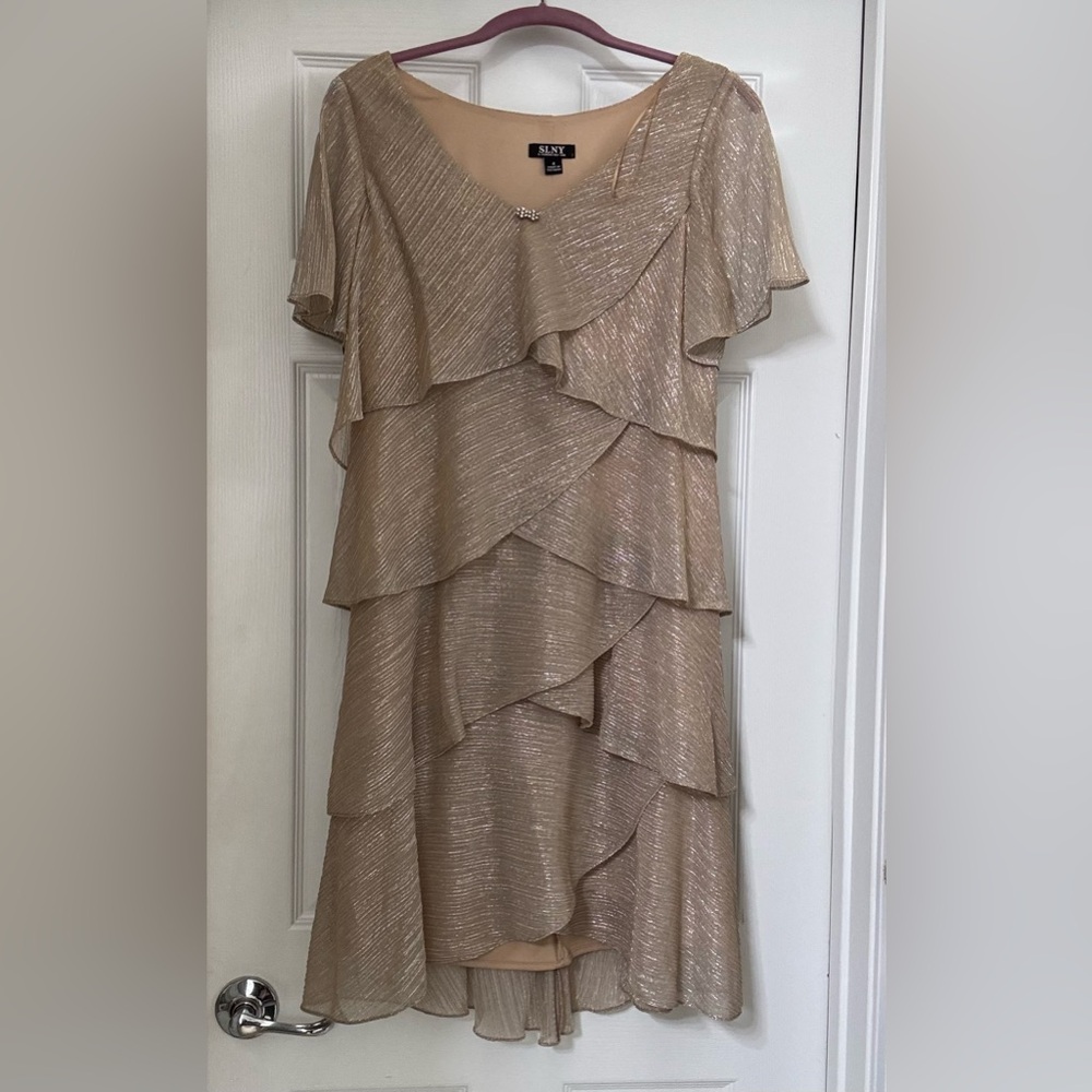 SLNY Macy’s gold dress